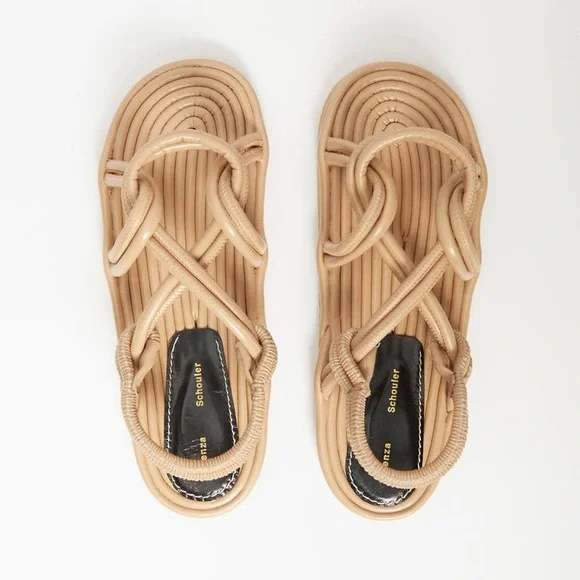 New $595 Proenza Schouler Cable Sandals Khaki Size 39 EU / 9 US New In Box - Picture 3 of 11